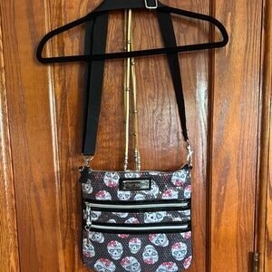 Betsey Johnson Black, pink, turquoise and gray Sequin Skull Bag VINTAGE